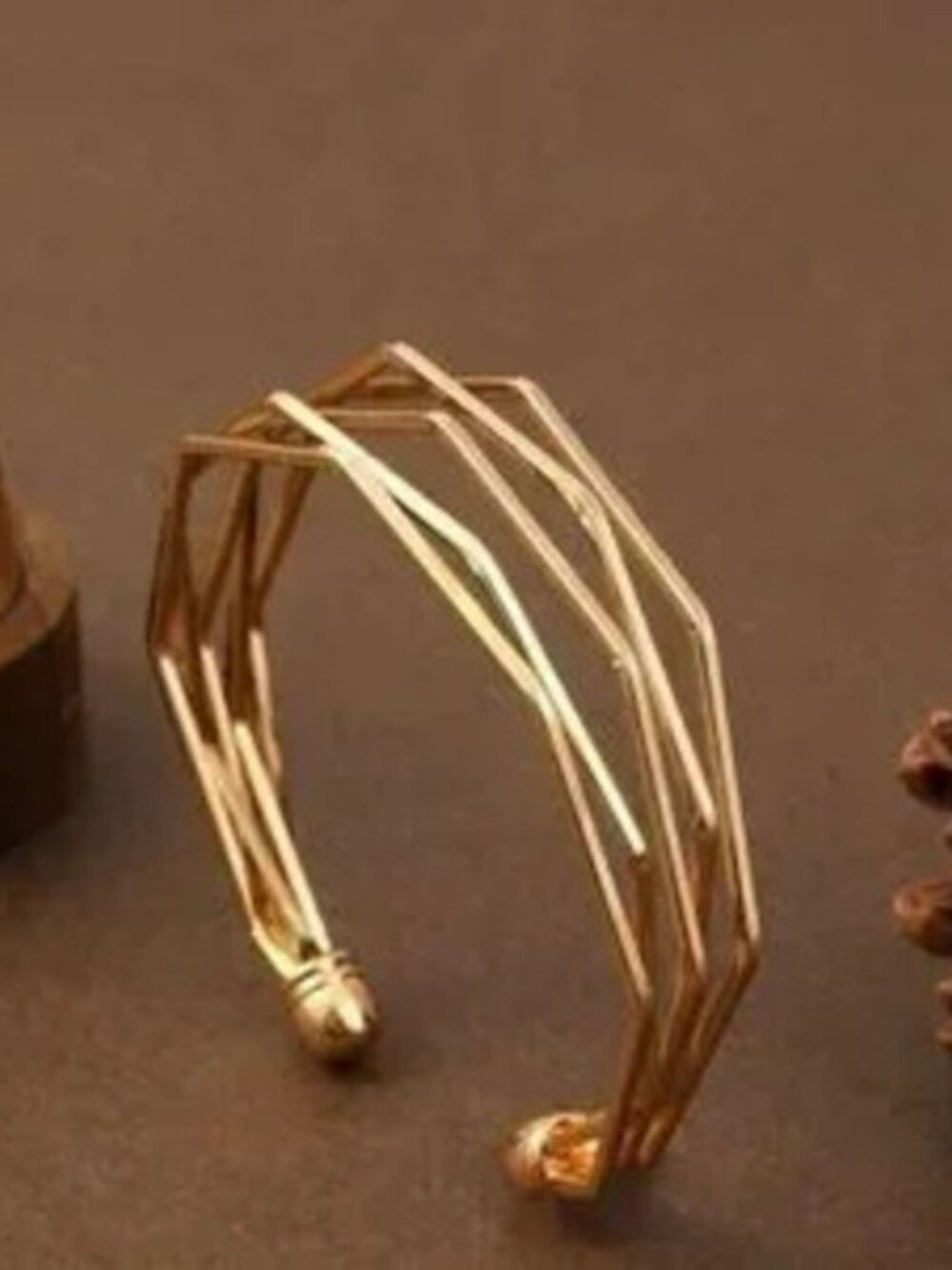 Gold 1pc Geometric Cuff Bracelet